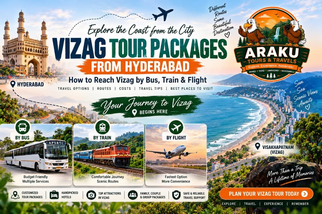Vizag Tour Packages from Hyderabad: How to Reach Vizag by Bus, Train & Flight